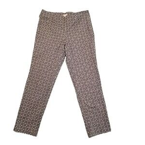 J Jill‎ Stretch Pants Women's Size 6 Black White Geometric Print Casual Side Zip